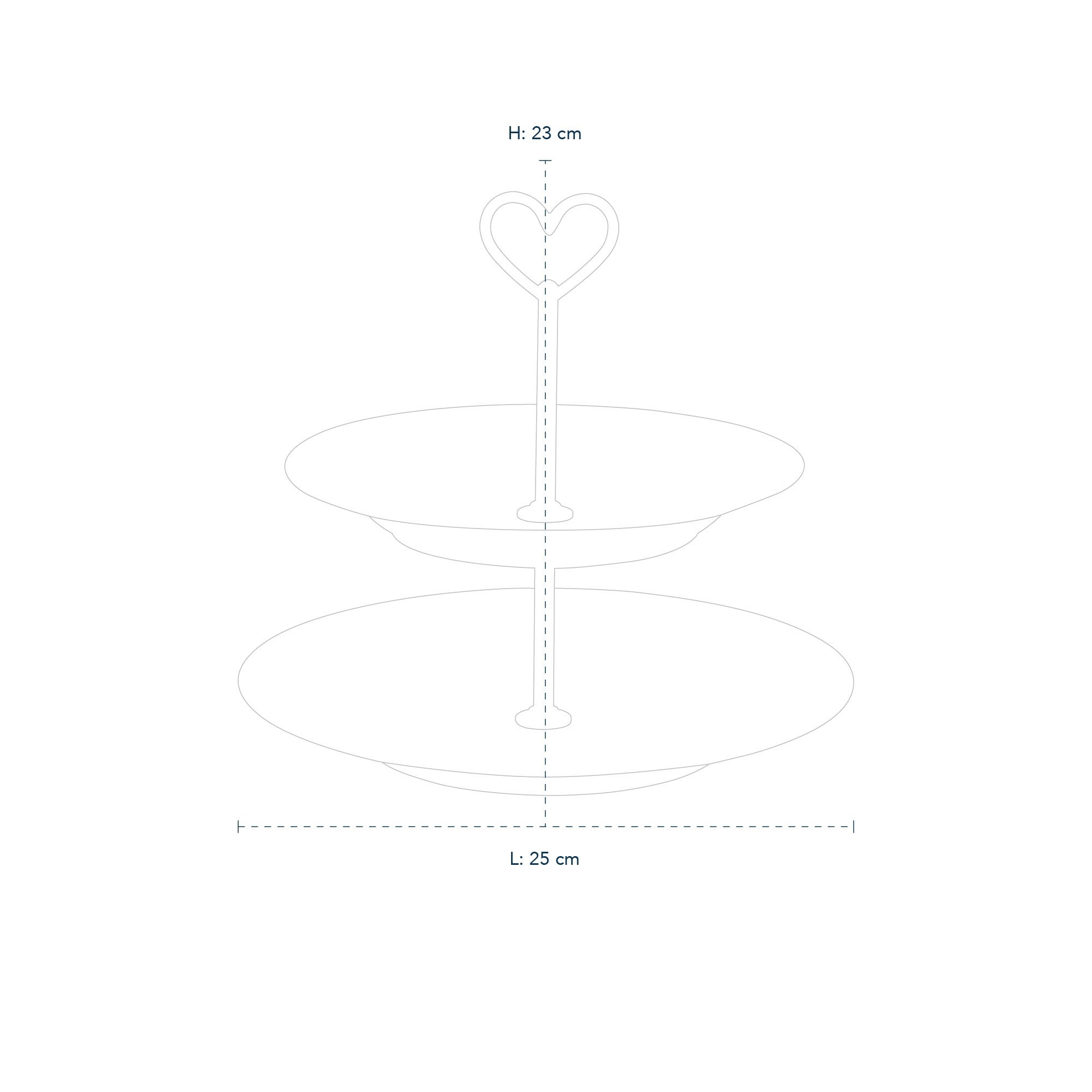 Line Drawing of Star Fluted Etagere 2 layer 23cm